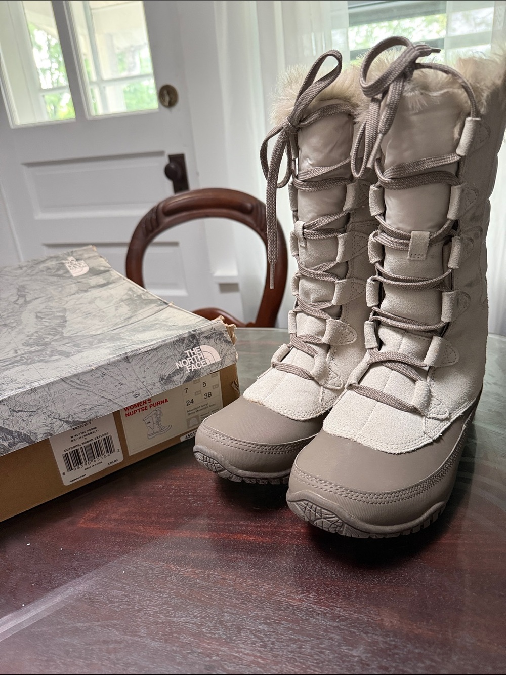 The North Face Women's Tall Winter Boots in Taupe and Cream